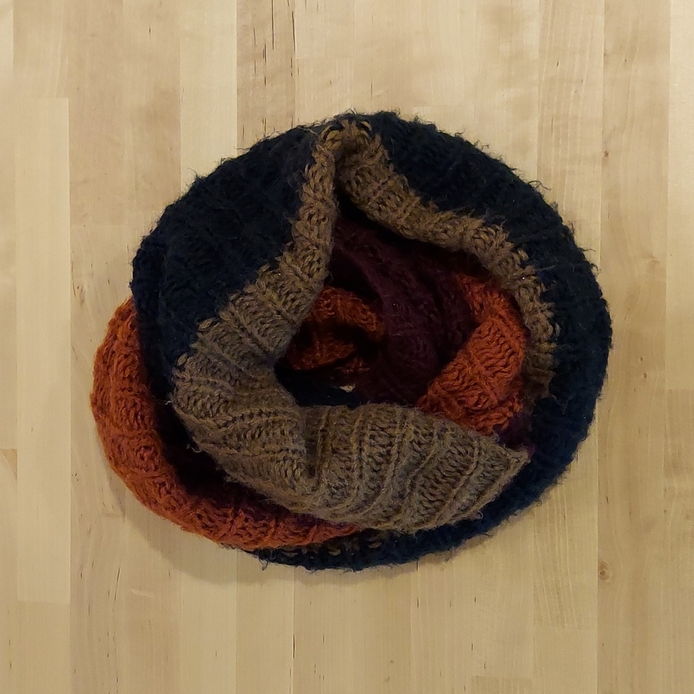 Colorblocked Infinity Scarf in Fall Colors - Picture 3 of 5